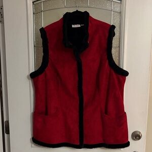 Denim & Co. Red Vest with Black Trim